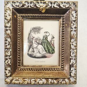 Antique Victorian Ladies La Mode Illustree Original French Prints Ornate Frames